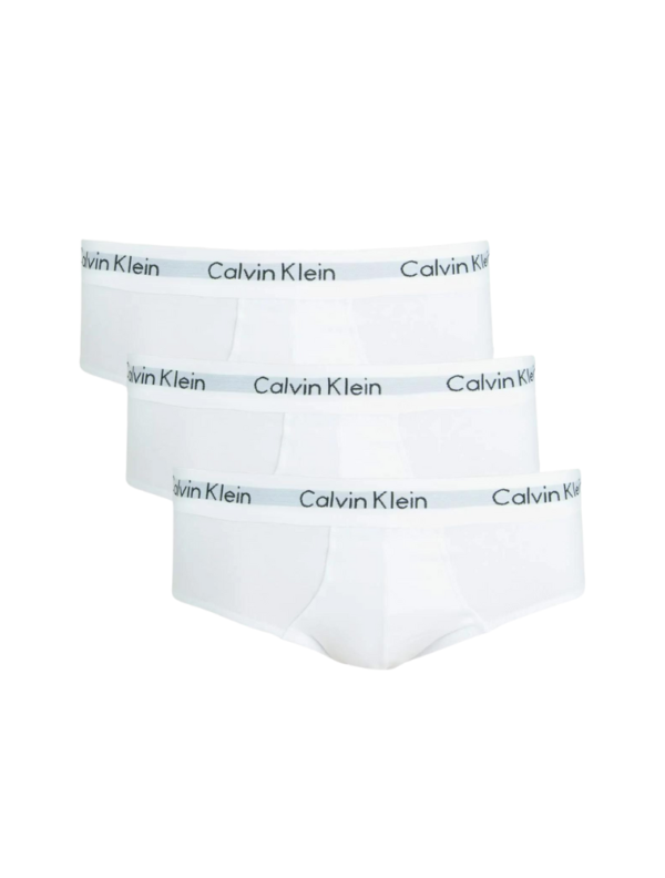 KIT 3 UNDERWEAR BRIEF CLÁSSICA ALGODÃO COM ELASTANO CINTURA BAIXA CUECA CALVIN KLEIN BRANCO