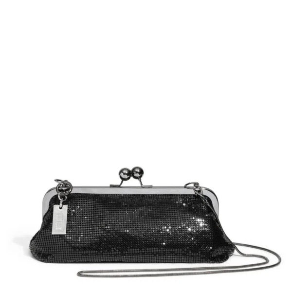 Bolsa Prata Com Strass E Fecho Retrô - Image 5