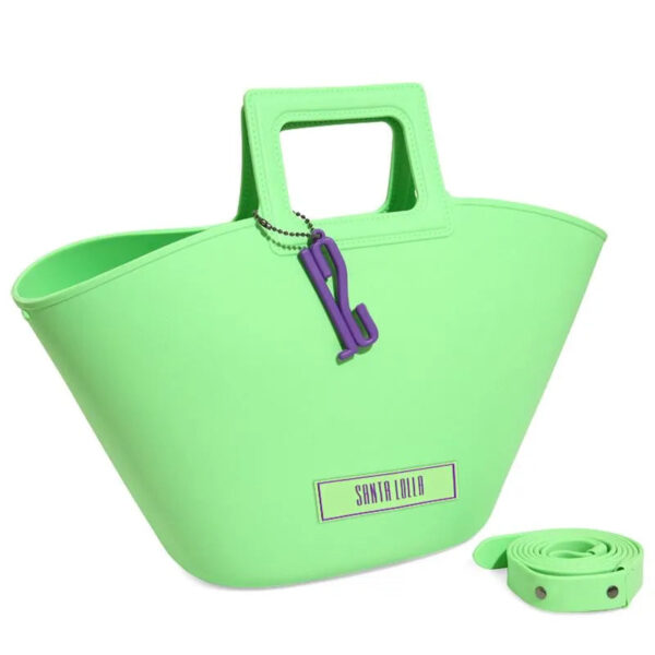 Bolsa Shopper Verde Borracha Alça De Mão - Image 3