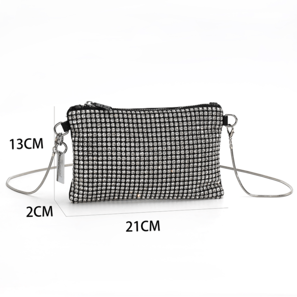 Bolsa Transversal Prata Malha Strass - Image 3