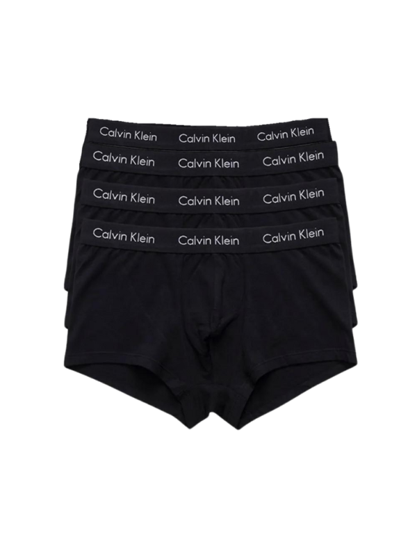 KIT 4 UNDERWEAR TRUNK CLASSIC CINTURA BAIXA COM ELASTANO ELÁSTICO CUECA CALVIN KLEIN PRETO