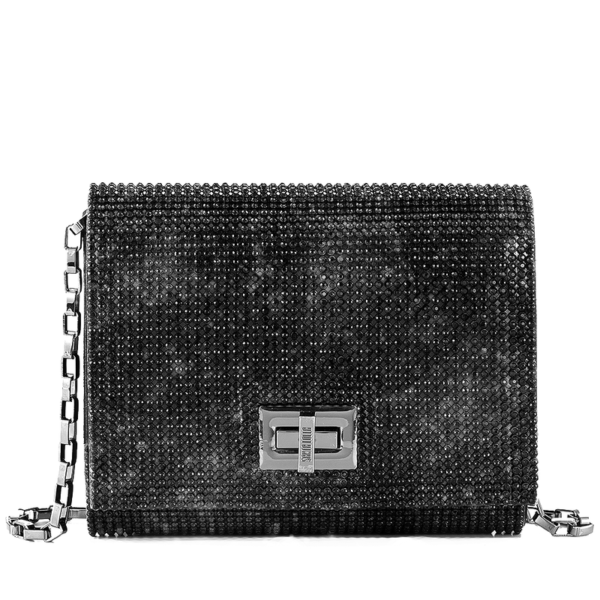 Bolsa Clutch Prata Strass Corrente - Image 3