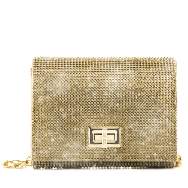 Bolsa Clutch Prata Strass Corrente - Image 2