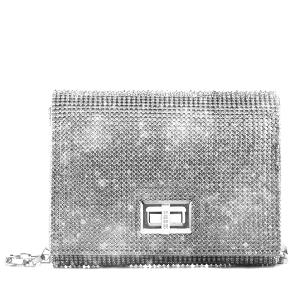 Bolsa Clutch Preta Strass Corrente - Image 6