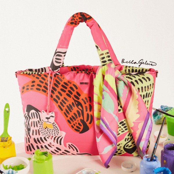 Bolsa Tote Rosa Neon Nylon Grande - Image 4