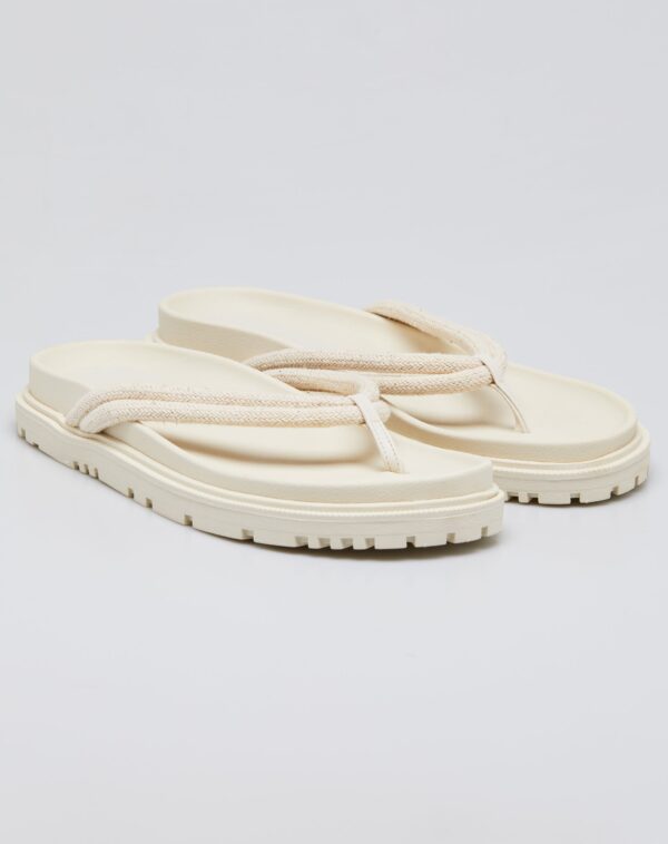 Chinelo Tratorado com Tiras em Corda - Off-white - Image 3