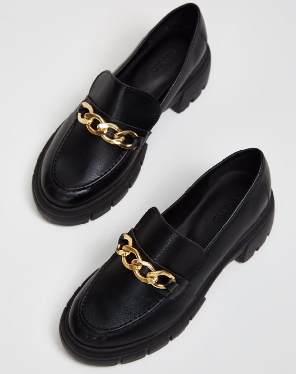 Mocassim Chunky com Corrente de Metal - Preto - Image 3