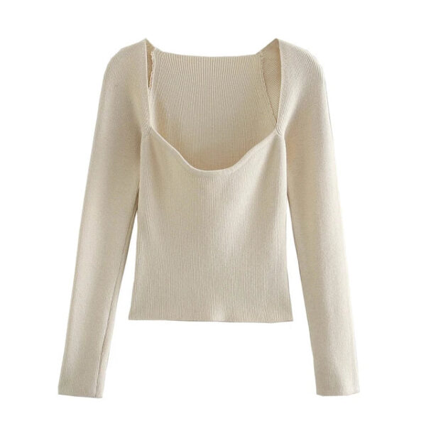 Blusa Feminina Bege Casual Com Mangas Longas - Image 3