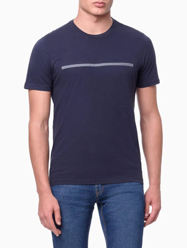 CAMISETA MASCULINA DE ALGODÃO BÁSICA ESTAMPA LOGO PALITO CALVIN KLEIN JEANS AZUL MARINHO