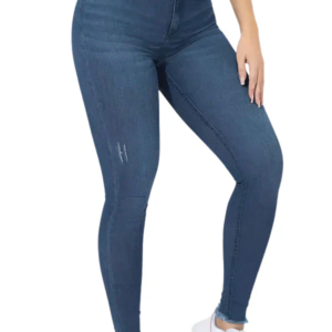 Calça Jeans Feminina Barra Desfiada Lavagem Escura