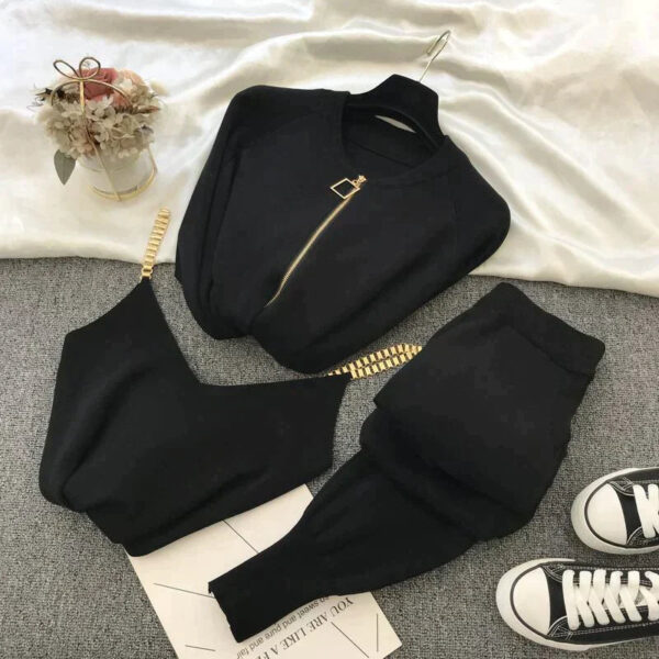 Conjunto 3 Peças Jaqueta Manga Longa Top E Calça - Image 4