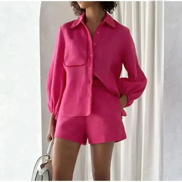 Conjunto Camisa E Short Branco E Rosa - Image 5