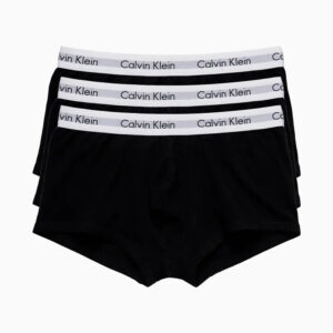 KIT 3 UNDERWEAR LOW RISE TRUNK CLASSIC CINTURA BAIXA COM ELASTANO CUECA CALVIN KLEIN PRETO