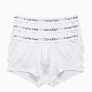 KIT 3 UNDERWEAR LOW RISE TRUNK CLASSIC CINTURA BAIXA COM ELASTANO CUECA CALVIN KLEIN BRANCO