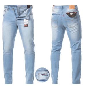 Calça Levi Masculina Jeans Slim Azul Claro