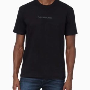 CAMISETA MASCULINA DE ALGODÃO ESTAMPA LOGO CENTRALIZADO CALVIN KLEIN JEANS PRETO