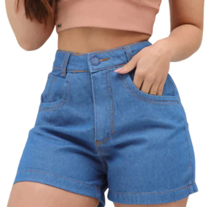 Shorts Jeans Feminino Lavagem Escura Sem Rasgos