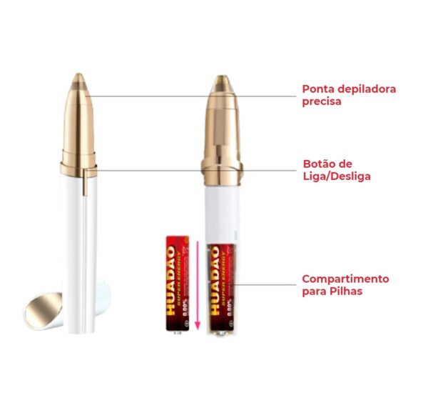 CANETA DEPILADORA ELÉTRICA INDOLOR PARA PELOS FACIAIS - Image 3