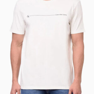 CAMISETA MASCULINA PALITO LOGO CALVIN KLEIN JEANS OFF WHITE