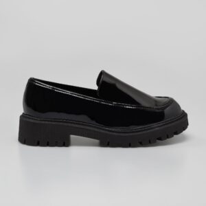 Mocassim Chunky em Verniz com Sola Tratorada - Preto